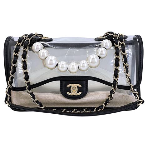 chanel transparent bag with sand|Chanel Sand by the Sea Pearl and PVC Flap Bag.